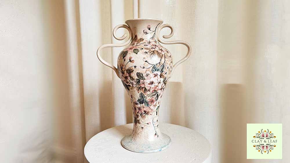 A Vietnamese ceramic vase with flower motif