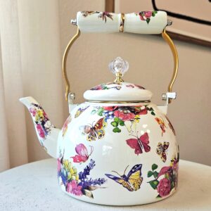 Enamel Butterfly Garden Kettle