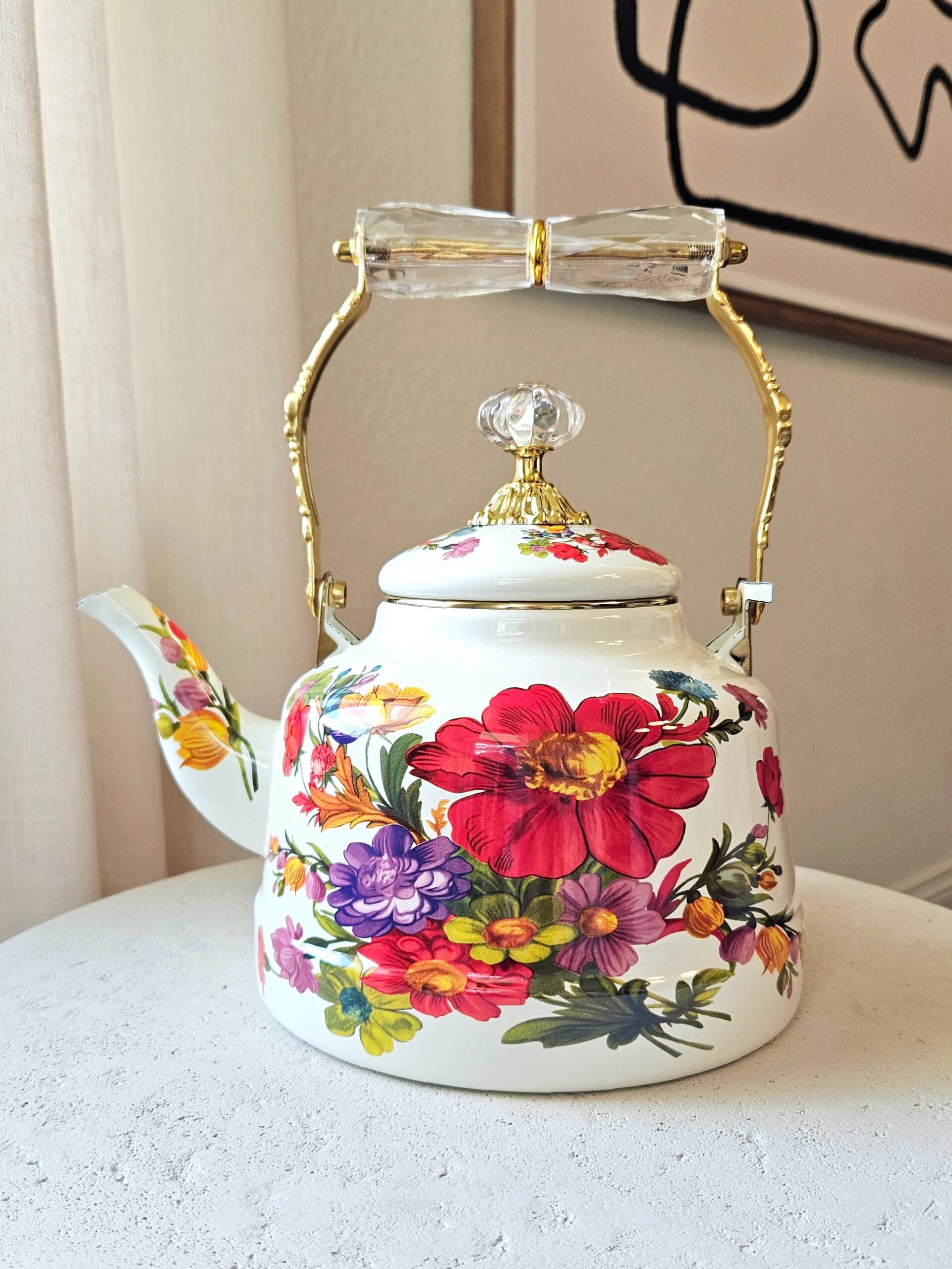 Enamel Floral Charm Kettle